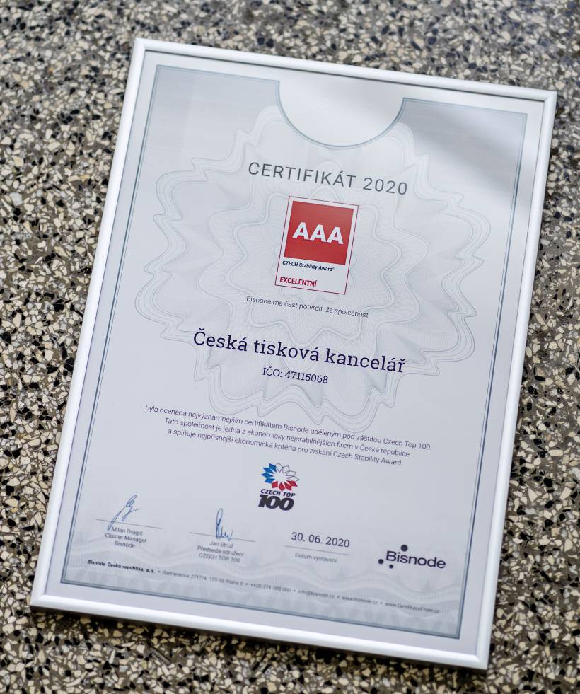 Bisnode opět potvrdil, že ČTK patří mezi nejstabilnější firmy v ČR